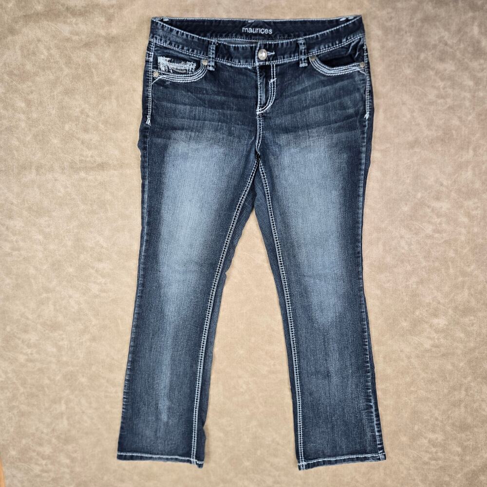 Maurices Size 14 Dark Wash Slim Bootcut Jeans Embroidered Pockets